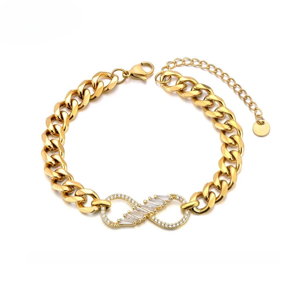 Lokaer Trendy Stainless Steel Zirconia Infinite Eternity Charm Bracelet for Women Golden Cuban Chain Waterproof Jewelry B25083 золотий
Lokaer Trendy Stainless Steel Zirconia Infinite Eternity Charm Bracelet for Women Golden Cuban Chain Waterproof Jewelry B25083 золотий
