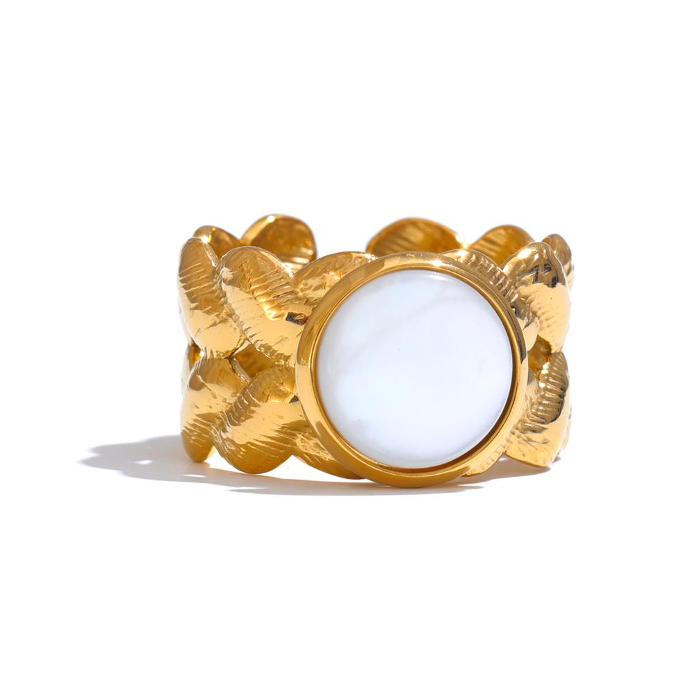 Yhpup Stainless Steel Natural Shell Geometric Open Ring Adjustable 18K PVD Plated Popular Fashion Finger Jewelry Accessories resizable
Yhpup Stainless Steel Natural Shell Geometric Open Ring Adjustable 18K PVD Plated Popular Fashion Finger Jewelry Accessories resizable