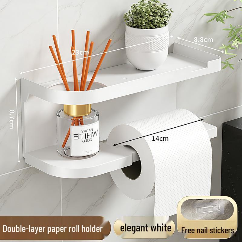 Punch-Free Wall-Mounted Bathroom Tissue and Phone Holder
Punch-Free Wall-Mounted Bathroom Tissue and Phone Holder
