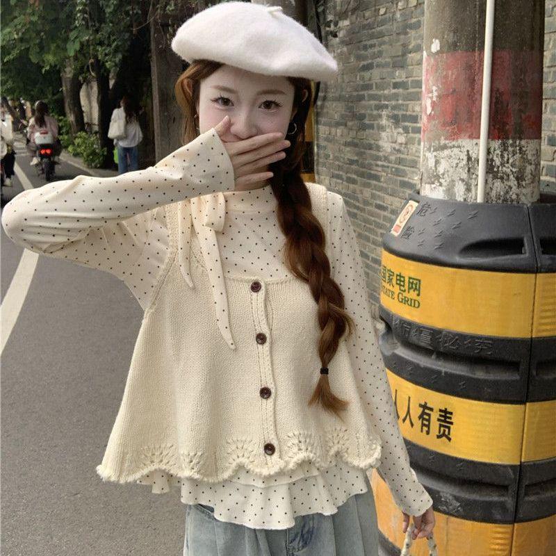 Autumn 2026 Korean-Style Polka Dot Knit Camisole & Long Sleeve Two-Piece Set S (85-95 jin recommended)
Autumn 2026 Korean-Style Polka Dot Knit Camisole & Long Sleeve Two-Piece Set S (85-95 jin recommended)