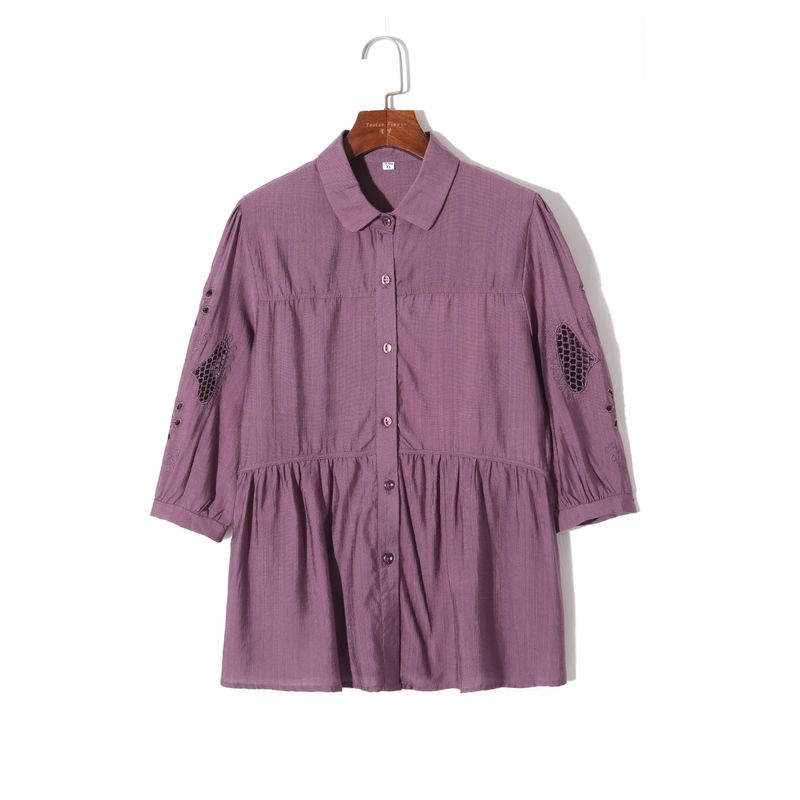 2024 Fall Women s Clothing Korean Style Fashion Simple Pure Color Elegant Lapel Single Breasted Loose 3/4 Sleeve Cut Out Shirt Purple 2XL
2024 Fall Women s Clothing Korean Style Fashion Simple Pure Color Elegant Lapel Single Breasted Loose 3/4 Sleeve Cut Out Shirt Purple 2XL