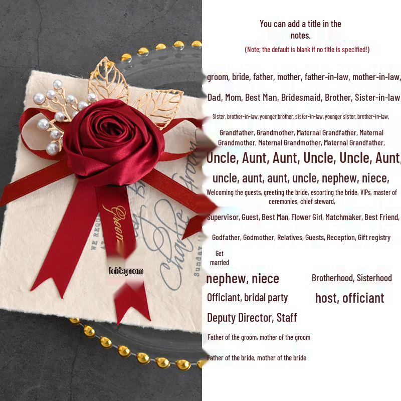 Chinese Style Wedding Corsage Set: Bride & Groom Pins, Best Man & Bridesmaid Wristlets with Free Shipping Corsage + Groom Ribbon вина червоного кольору
Chinese Style Wedding Corsage Set: Bride & Groom Pins, Best Man & Bridesmaid Wristlets with Free Shipping Corsage + Groom Ribbon вина червоного кольору