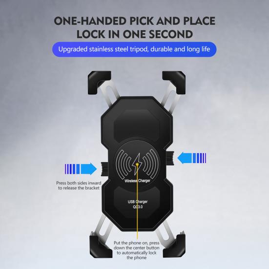 Держатель для телефона Мощный вращающийся на 360 градусов прочный 15 Вт мотоциклетный держатель для телефона Зарядное устройство
Держатель для телефона Мощный вращающийся на 360 градусов прочный 15 Вт мотоциклетный держатель для телефона Зарядное устройство