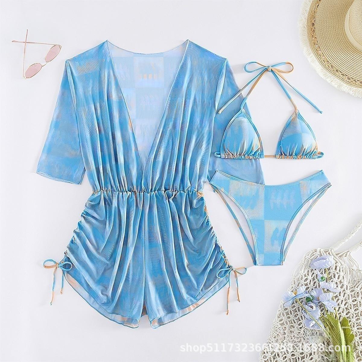 Bikini three-piece set waist strap leaf print beach conservative swimsuit sports tight fit XL
Bikini three-piece set waist strap leaf print beach conservative swimsuit sports tight fit XL