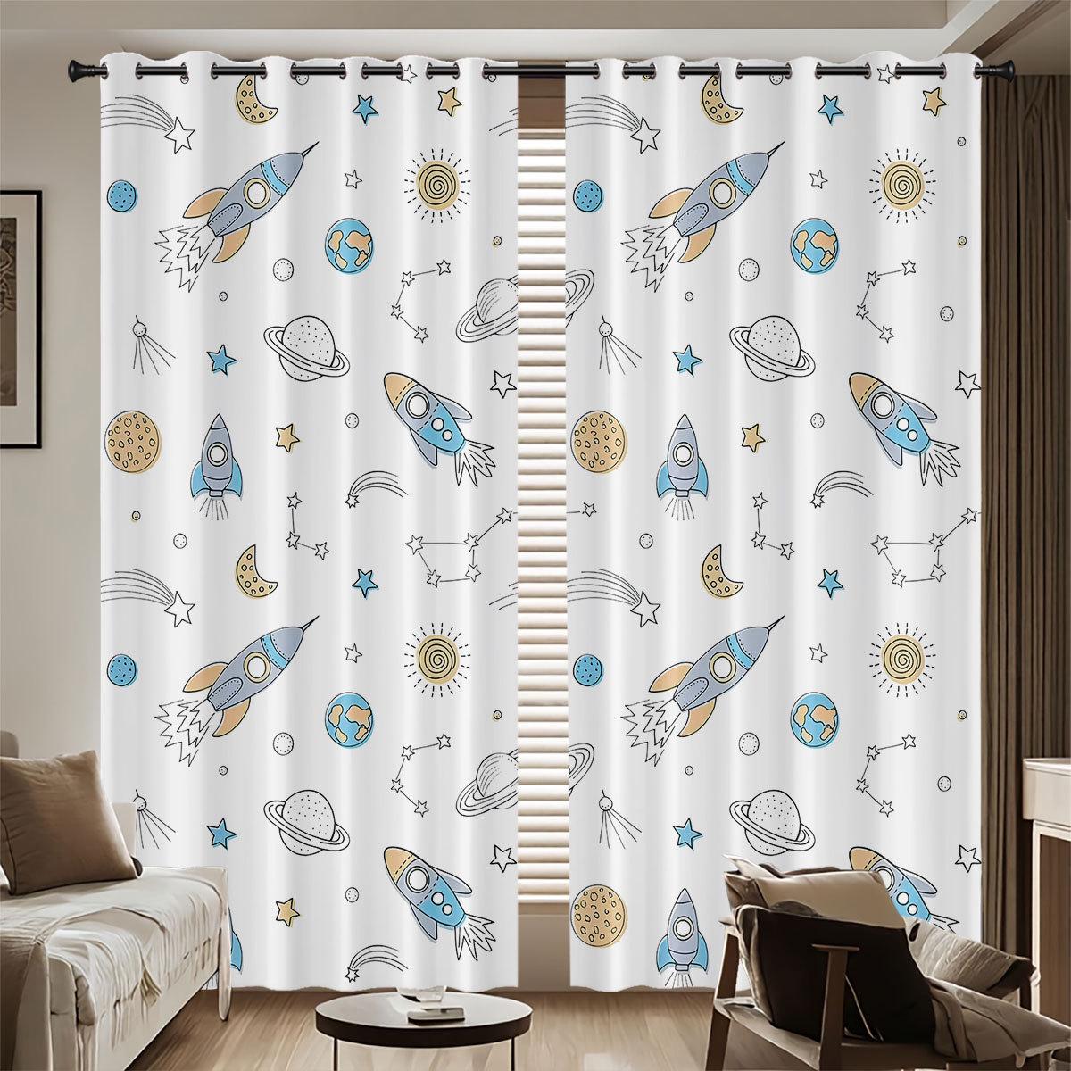 High-Density Blackout 3D Space Exploration Curtains for Bedroom & Balcony 140 cm x 160 cm
High-Density Blackout 3D Space Exploration Curtains for Bedroom & Balcony 140 cm x 160 cm