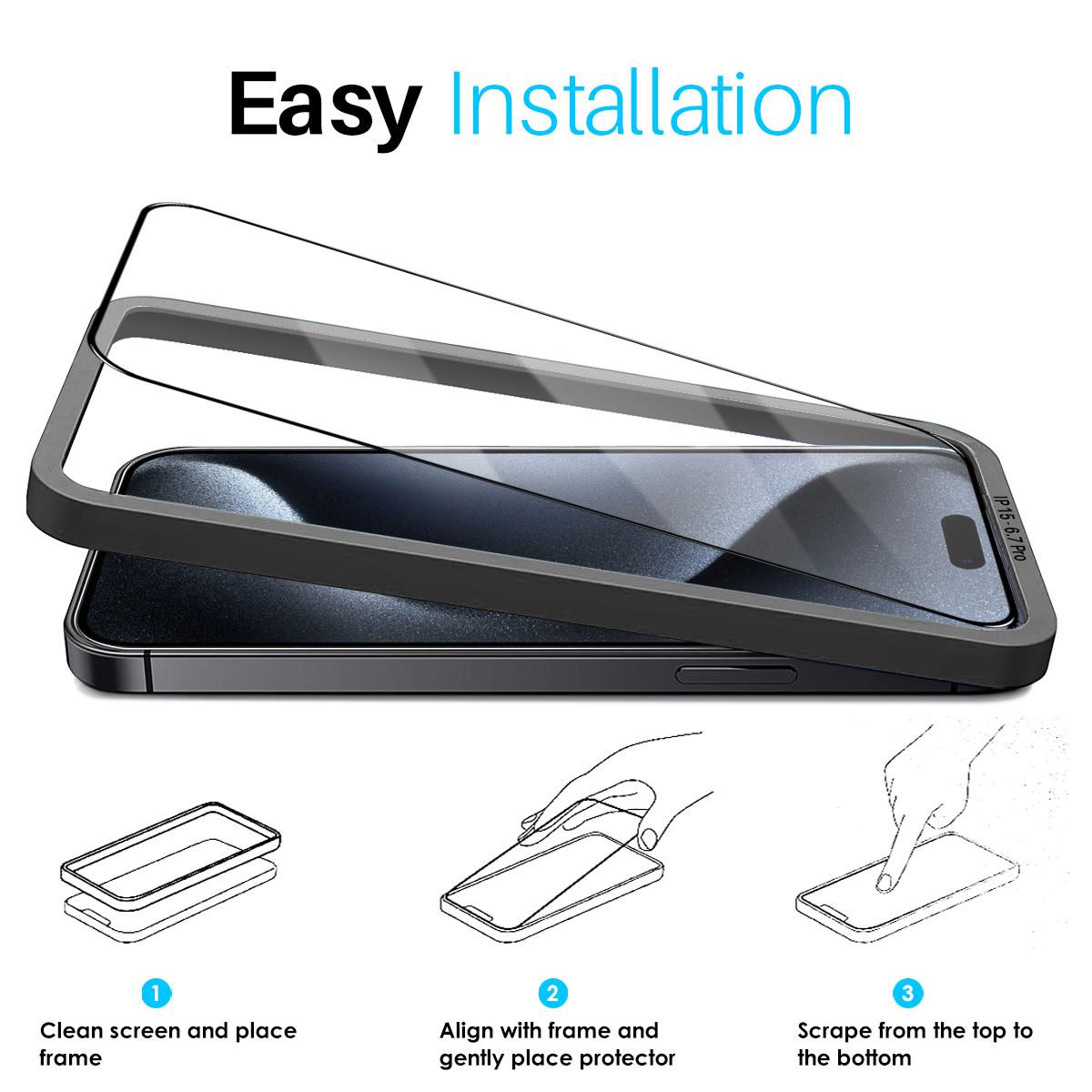 NORTHJO 2Pcs A+ For iPhone 15 Pro Max Screen Protector Silk Printing Film with Installation Alignment Frame As Shown A
NORTHJO 2Pcs A+ For iPhone 15 Pro Max Screen Protector Silk Printing Film with Installation Alignment Frame As Shown A