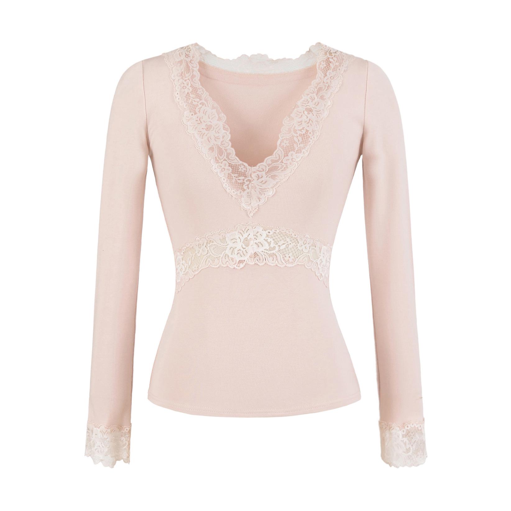 Lace Splice V-Neck Slim Fit Waist-Cinching Cotton Top for Women - Ideal for Autumn/Winter Large
Lace Splice V-Neck Slim Fit Waist-Cinching Cotton Top for Women - Ideal for Autumn/Winter Large