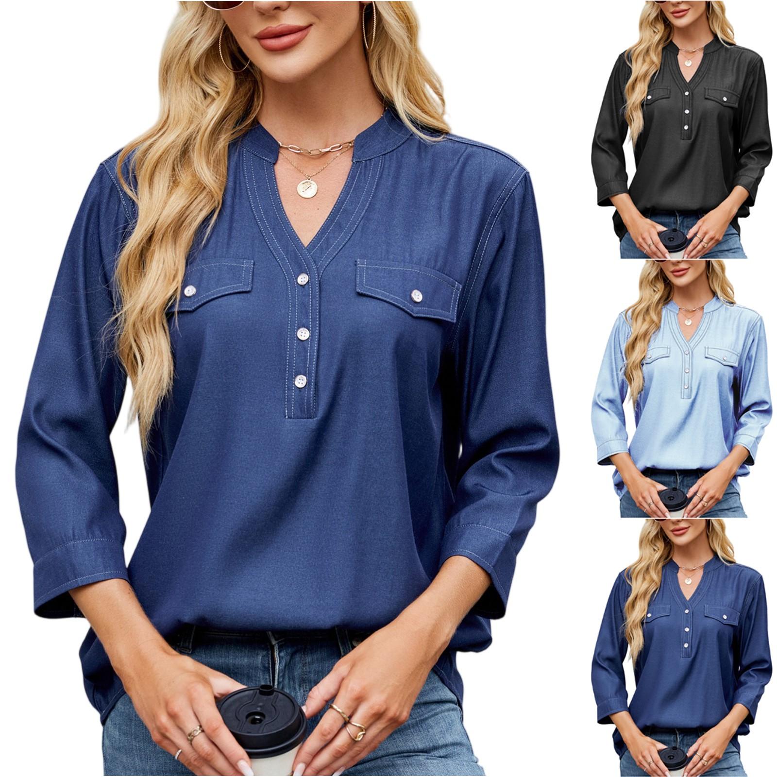 Women s Fashionable Casual Solid Color V-neck Seven Quarter Sleeved Loose Shirt Top XL
Women s Fashionable Casual Solid Color V-neck Seven Quarter Sleeved Loose Shirt Top XL