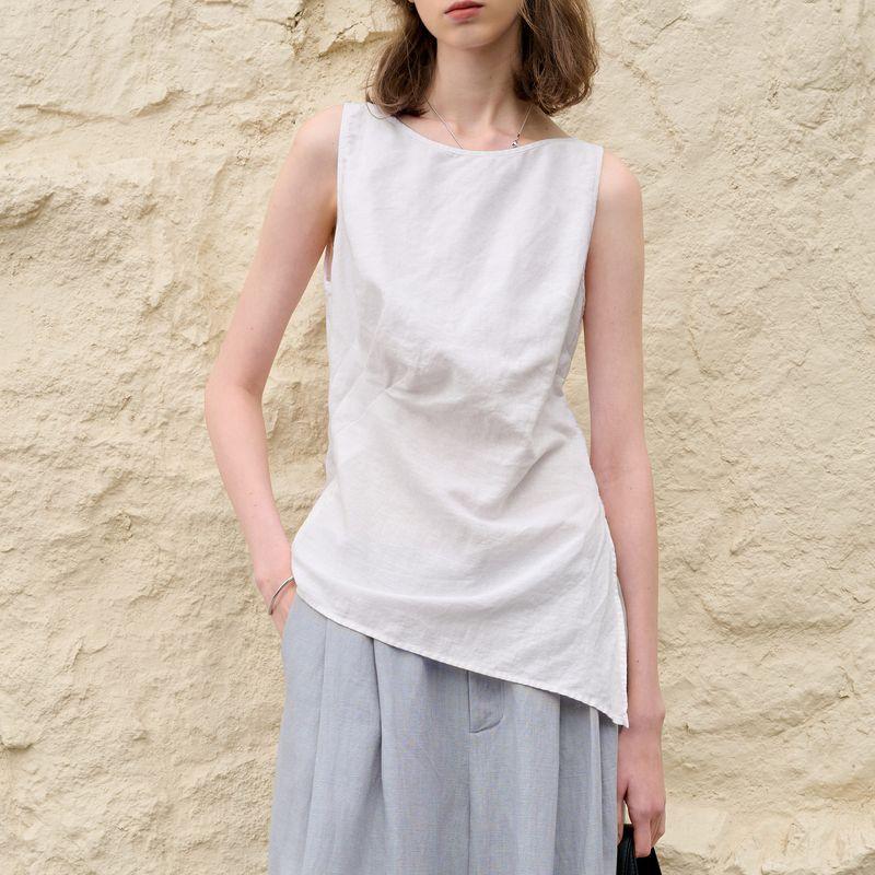 High-End Cotton and Linen Sleeveless Top with Asymmetrical Slit and Pleated Design, Summer 2025 Niche Design Slimming Top White S
High-End Cotton and Linen Sleeveless Top with Asymmetrical Slit and Pleated Design, Summer 2025 Niche Design Slimming Top White S