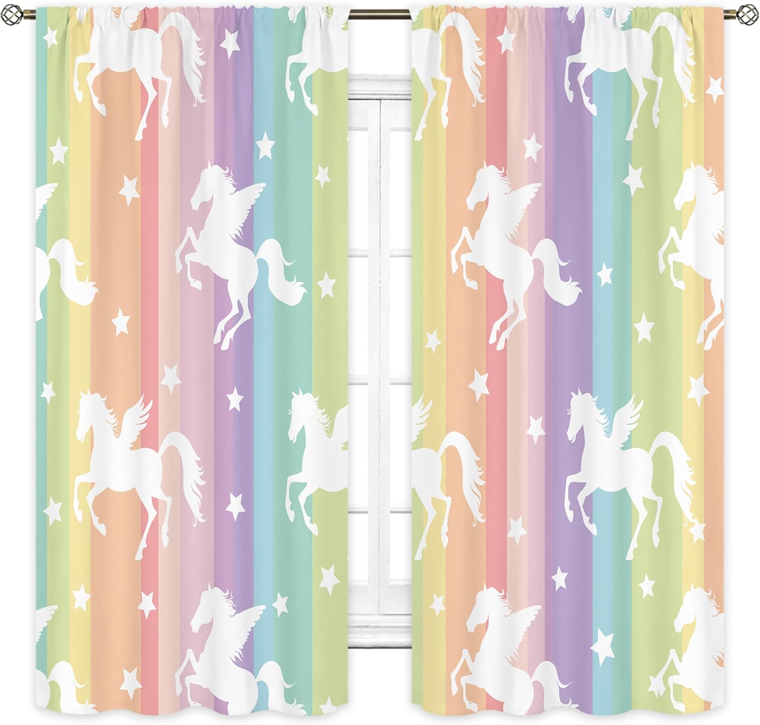 Cartoon Unicorn Tulle Curtain Living Room Bedroom Decor Star Floral Rainbow Curtains Kitchen Window Treatment With Sheer Polyester Perfect For Sitting W100*H130(CM)-Rod Pocket&2PCS
Cartoon Unicorn Tulle Curtain Living Room Bedroom Decor Star Floral Rainbow Curtains Kitchen Window Treatment With Sheer Polyester Perfect For Sitting W100*H130(CM)-Rod Pocket&2PCS