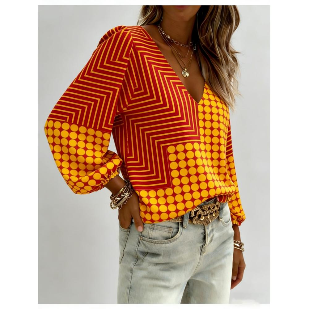 Retro Western Bohemian V-neck Long Sleeve Top with Printed Lined Sleeves - Women s Party Dress, Suitable for Summer Vacations and Outdoor Parties XXL
Retro Western Bohemian V-neck Long Sleeve Top with Printed Lined Sleeves - Women s Party Dress, Suitable for Summer Vacations and Outdoor Parties XXL