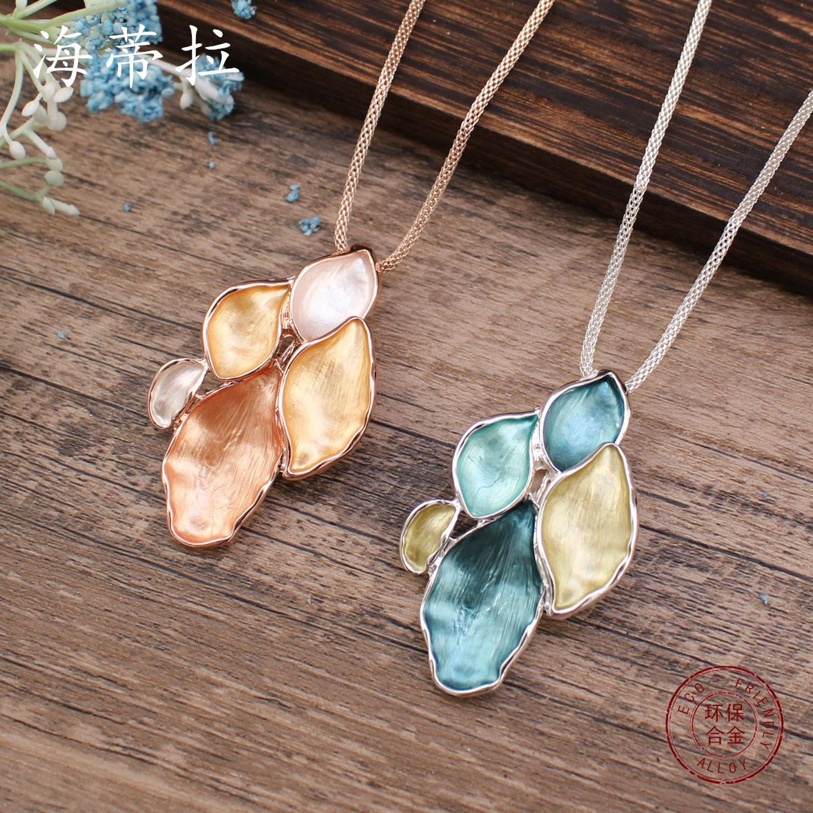 New color painting oil irregular petal alloy pendant spring and summer small fresh women versatile simple necklace
New color painting oil irregular petal alloy pendant spring and summer small fresh women versatile simple necklace
