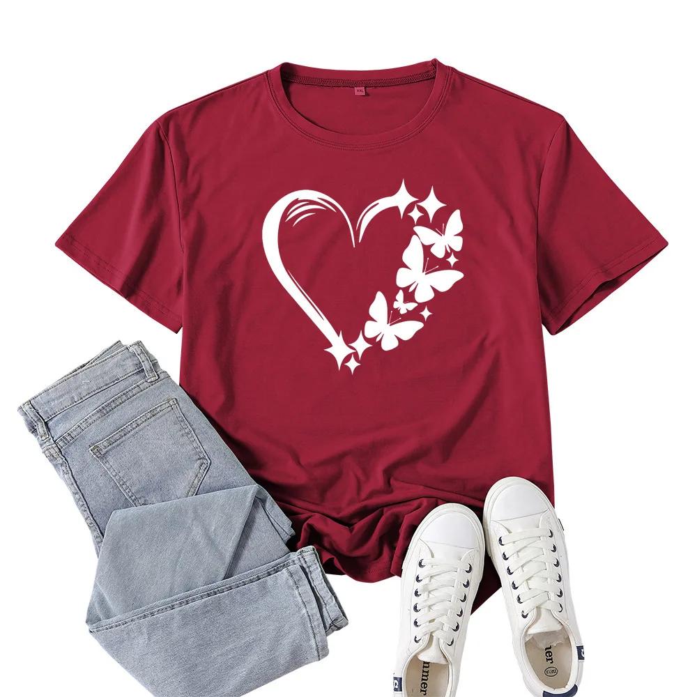 Женская футболка с принтом бабочки и сердца, свободная футболка с коротким рукавом и круглым вырезом, летняя женская футболка, топы, Camisetas Mujer XXXL бордовый
Женская футболка с принтом бабочки и сердца, свободная футболка с коротким рукавом и круглым вырезом, летняя женская футболка, топы, Camisetas Mujer XXXL бордовый