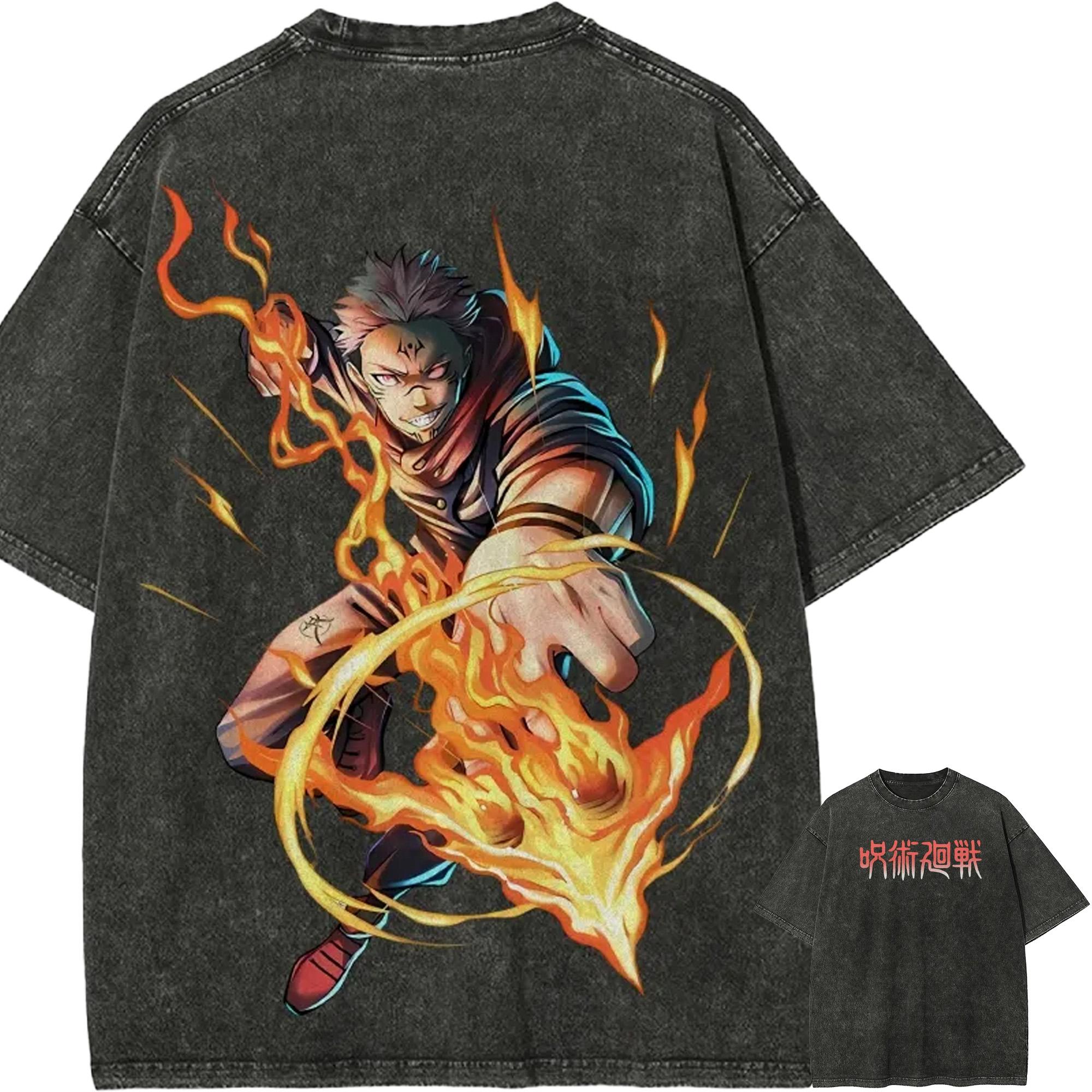 Ryomen Sukuna Fire T-shirt Jujutsu Kaisen Graphic Tee Vintage Washed Oversized Retro Anime Harajuku Men Streetwear Top Clothes M
Ryomen Sukuna Fire T-shirt Jujutsu Kaisen Graphic Tee Vintage Washed Oversized Retro Anime Harajuku Men Streetwear Top Clothes M