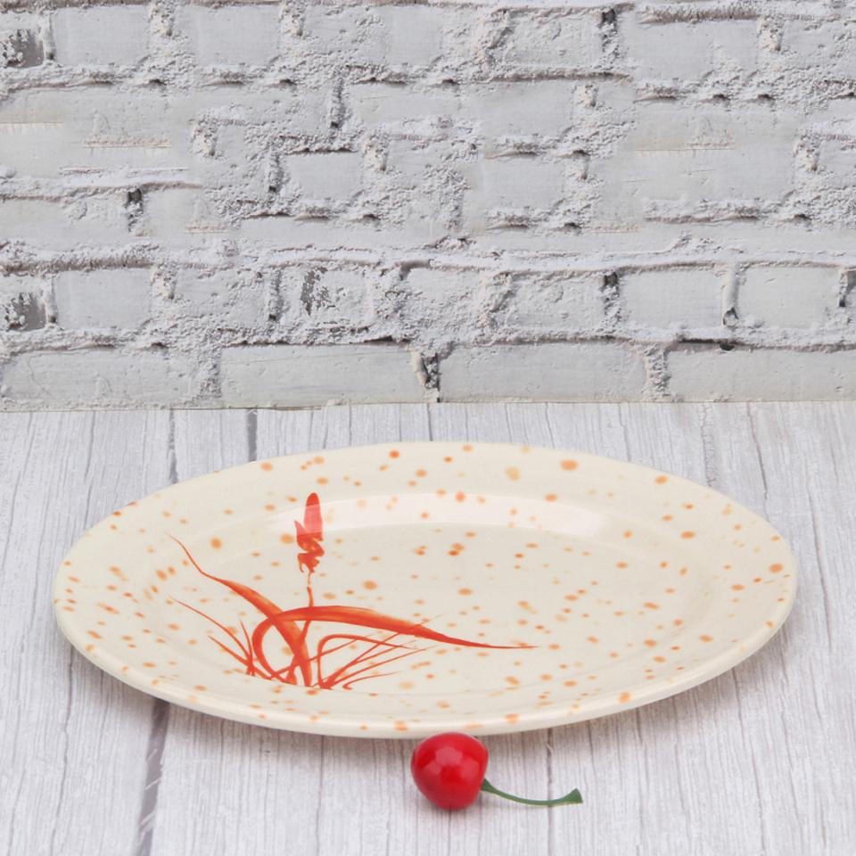 Утолщенная тарелка для шашлыка, меламиновая овальная тарелка для закусок, пластиковая тарелка для ресторана, тарелка для пасты, коммерческая тарелка для морепродуктов и рыбы 10inch