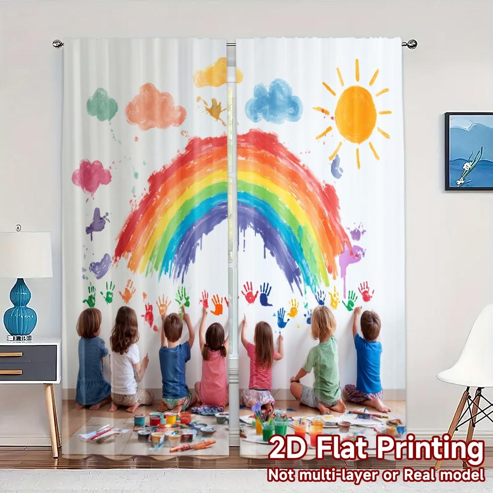 Set Of 2 Flat Printing Curtains Without Rod Rainbow Joy Popular Fabric Room Decor Use Bedroom Living Made Polyester Master Window Treatment W100*H70(CM)-Rod Pocket&2PCS
Set Of 2 Flat Printing Curtains Without Rod Rainbow Joy Popular Fabric Room Decor Use Bedroom Living Made Polyester Master Window Treatment W100*H70(CM)-Rod Pocket&2PCS