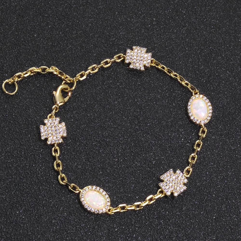 European and American hip hop opal bracelet jewelry, high-end accessories, zircon cross bracelet, men s jewelry customization Bracelet 7inch (length 17.78cm)
European and American hip hop opal bracelet jewelry, high-end accessories, zircon cross bracelet, men s jewelry customization Bracelet 7inch (length 17.78cm)