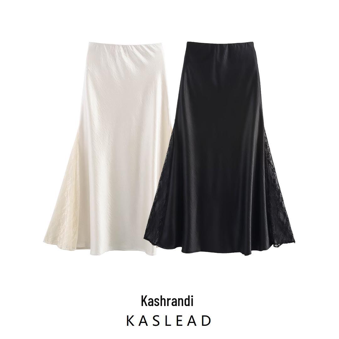 2025 Spring Women s European & American Style Double-Sided Lace High Split Fishtail Satin Midi Skirt M
2025 Spring Women s European & American Style Double-Sided Lace High Split Fishtail Satin Midi Skirt M