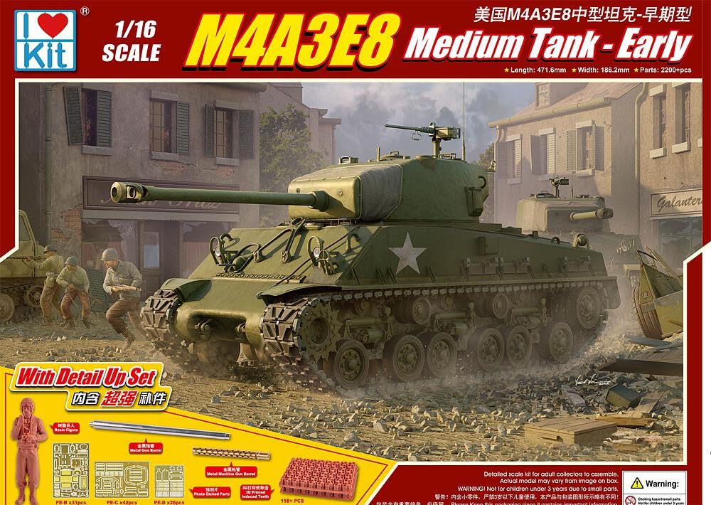 I Love Kit US Army M4A3E8 Sherman Medium Tank Early Type Plastic Model Kit ILK61619 Molded Color 1/16
I Love Kit US Army M4A3E8 Sherman Medium Tank Early Type Plastic Model Kit ILK61619 Molded Color 1/16