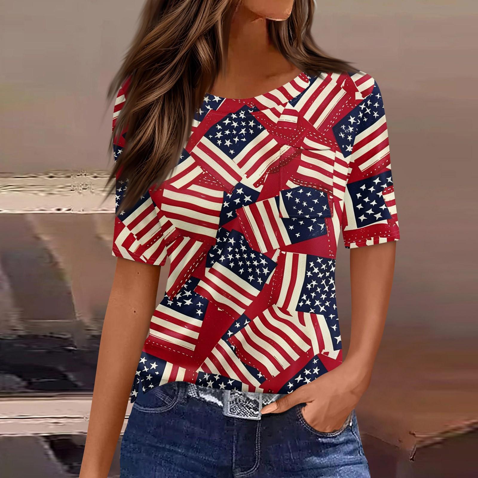 Women s Round Neck Pocket Independence Day Print Short Sleeve T-Shirt Top XXL
Women s Round Neck Pocket Independence Day Print Short Sleeve T-Shirt Top XXL