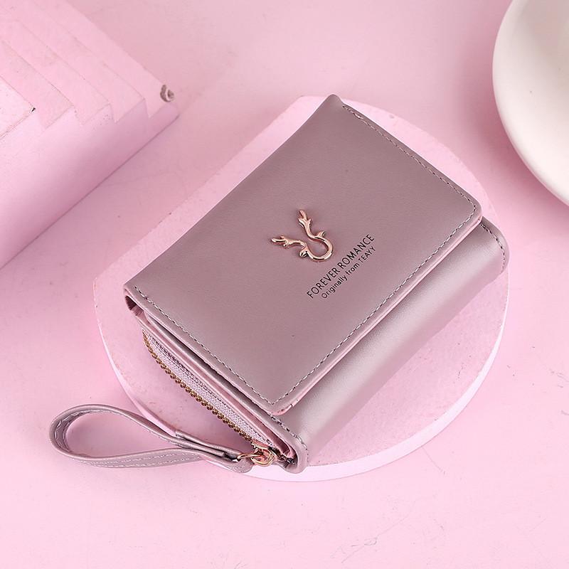 IELGY Женский короткий кошелек из искусственной кожи, мини-сумка на молнии, маленькая сумка с мультяшной тройной пряжкой.