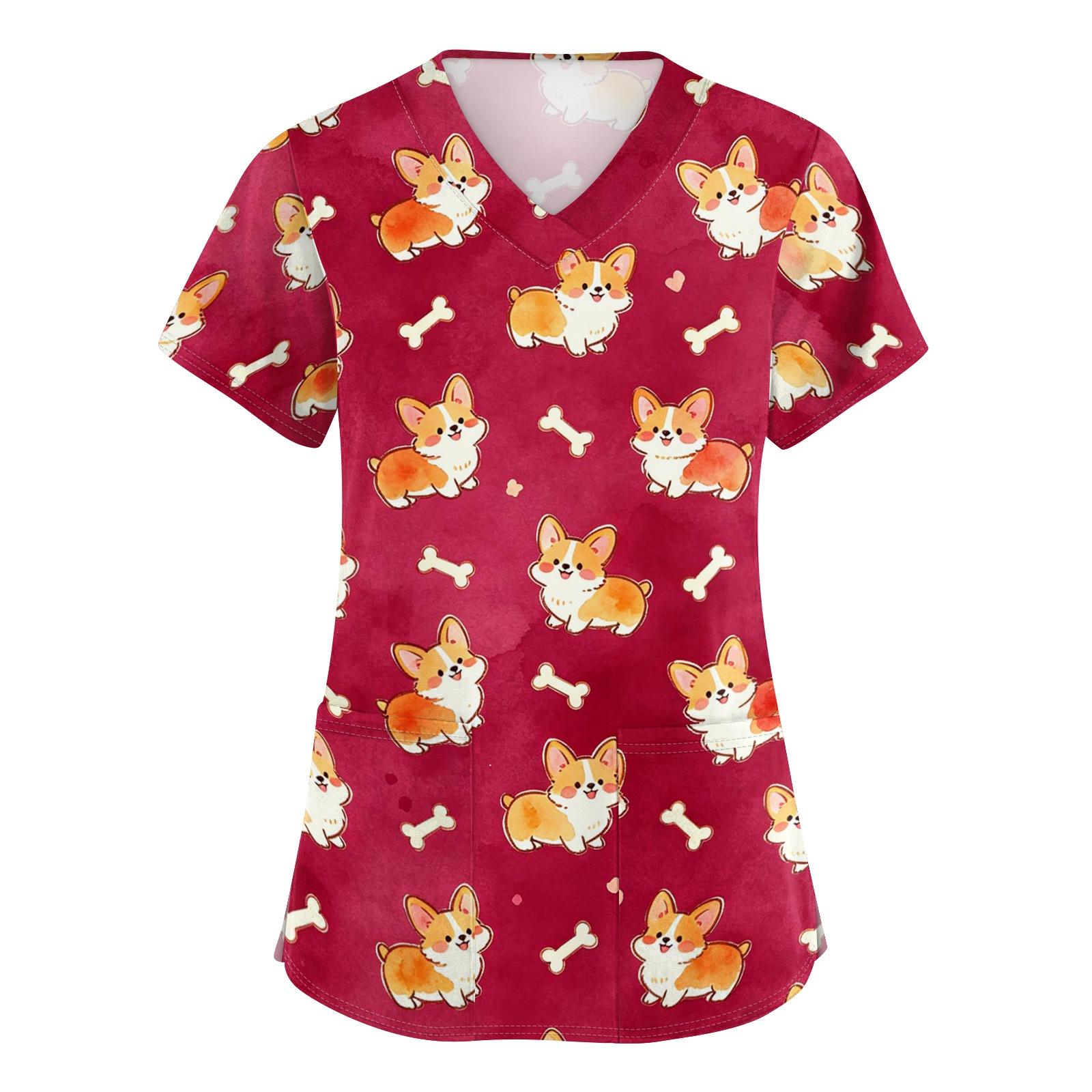 Women s V Neck Short Sleeve Work Top with Pockets Animal Print Professional Uniform Shirt for Healthcare Nursing Staff L червоний
Women s V Neck Short Sleeve Work Top with Pockets Animal Print Professional Uniform Shirt for Healthcare Nursing Staff L червоний