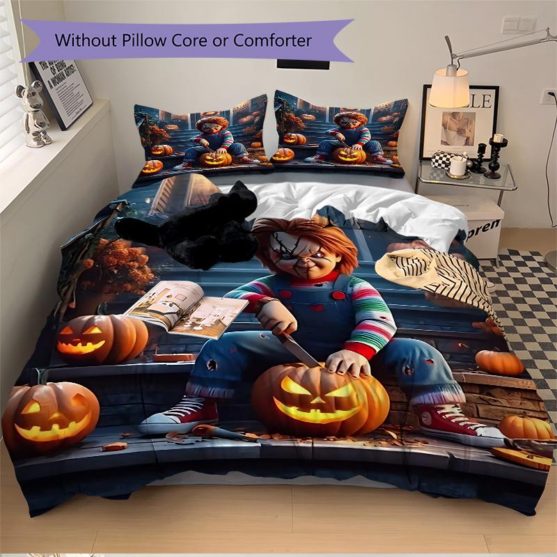 3pcs Halloween Horror Movie Character Pumpkin Carving Kit with One Quilt Cover and Two Pillowcases (No Core), Home Decor, Festival Gift 135x200cm
3pcs Halloween Horror Movie Character Pumpkin Carving Kit with One Quilt Cover and Two Pillowcases (No Core), Home Decor, Festival Gift 135x200cm