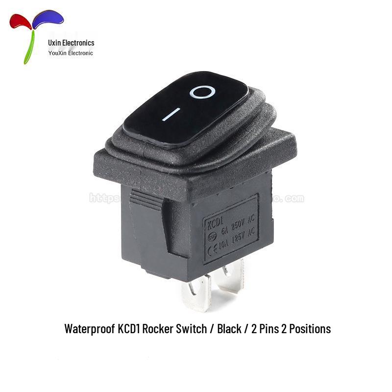 KCD1 Waterproof Rocker Switch, Black/Red/Green, No Light, 2/3 Pins, 2-Position, 10A, Silver Contacts, Dustproof Push Button.
KCD1 Waterproof Rocker Switch, Black/Red/Green, No Light, 2/3 Pins, 2-Position, 10A, Silver Contacts, Dustproof Push Button.