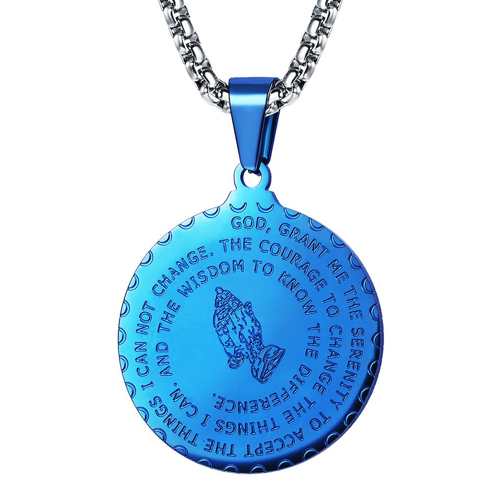 U7 Stainless Steel The Serenity Prayer Prayering Hands Round Pendant Necklaces 22inches Rounded Box Chain Christian Jewelry Gift 60CM синій
U7 Stainless Steel The Serenity Prayer Prayering Hands Round Pendant Necklaces 22inches Rounded Box Chain Christian Jewelry Gift 60CM синій