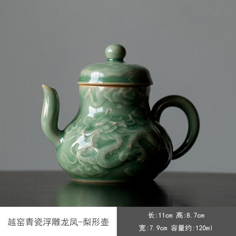 Boutique Yue Kiln Celadon Ceramic Teapot Relief Dragon And Phoenix Art Single Pot With Filter Household Kung Fu Tea Maker Tools
Boutique Yue Kiln Celadon Ceramic Teapot Relief Dragon And Phoenix Art Single Pot With Filter Household Kung Fu Tea Maker Tools