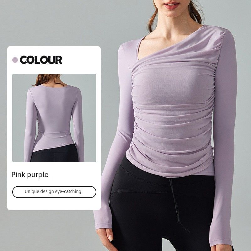 Fashion Diagonal Collar Yoga Long Sleeve T-shirt Women s Mesh Splicing Tape Chest Pad Sports Tops Fashion Slim Looking Workout Top Tops Pink Purple XL
Fashion Diagonal Collar Yoga Long Sleeve T-shirt Women s Mesh Splicing Tape Chest Pad Sports Tops Fashion Slim Looking Workout Top Tops Pink Purple XL