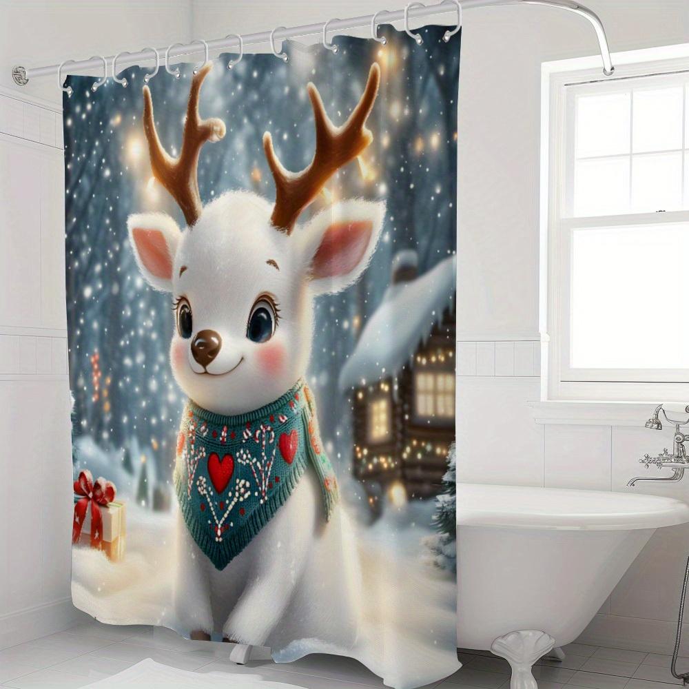 Cute Cartoon Reindeer Shower Curtain - Snowy Night, Christmas Lights & Festive Animal Art For Cozy Bathroom Decor W60H190(CM)-1 Pcs
Cute Cartoon Reindeer Shower Curtain - Snowy Night, Christmas Lights & Festive Animal Art For Cozy Bathroom Decor W60H190(CM)-1 Pcs