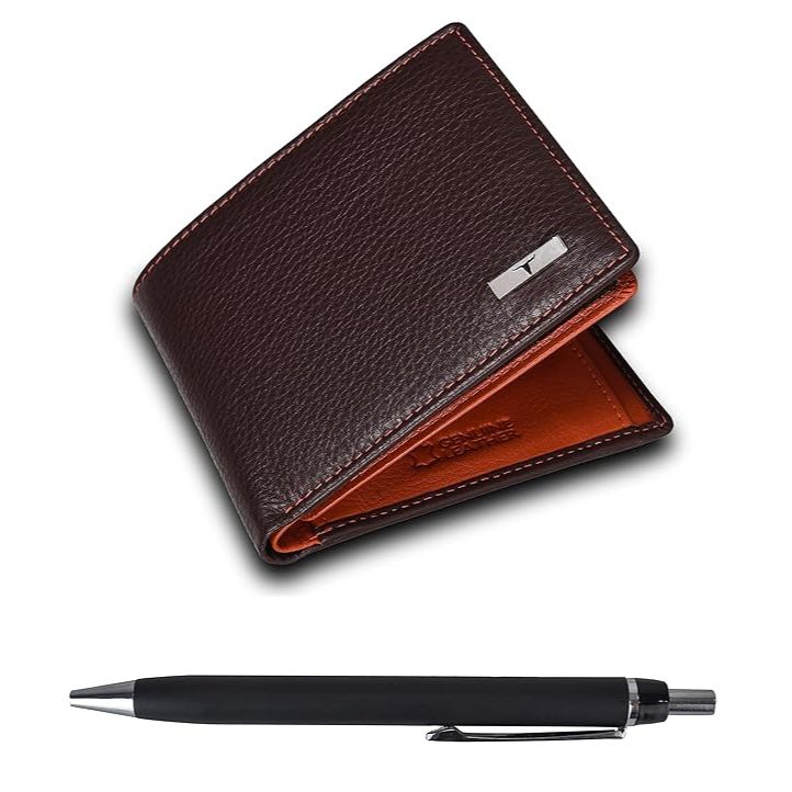 Подарочный набор для мужчин: коричневый/оранжевый кожаный кошелек и ручка
Подарочный набор для мужчин: коричневый/оранжевый кожаный кошелек и ручка