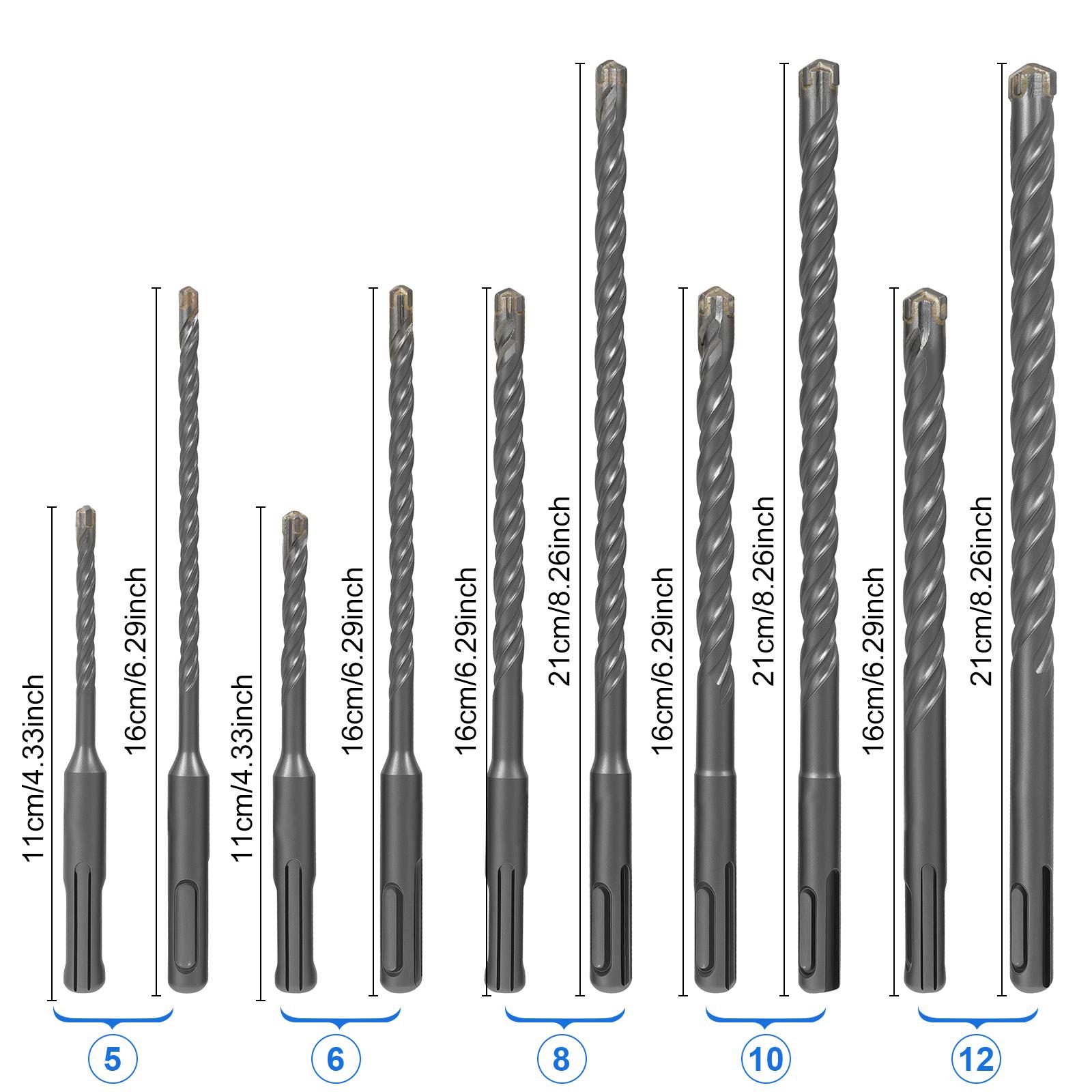 10PCS SDS Plus Hammer Drill Bit Set 5mm~12mm Concrete Cross Drill Bits for Granite, Walls, Ceramic Tile, Stone, Concrete
10PCS SDS Plus Hammer Drill Bit Set 5mm~12mm Concrete Cross Drill Bits for Granite, Walls, Ceramic Tile, Stone, Concrete