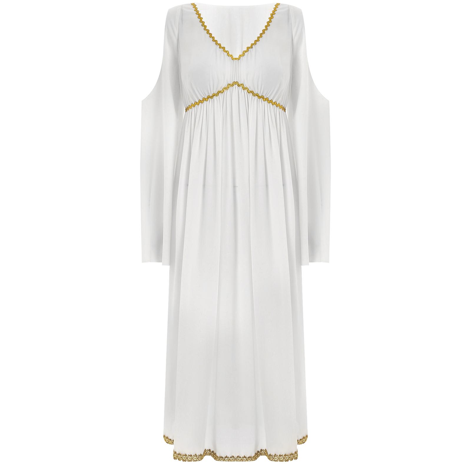 Womens Angel Chiffon Dress V Neck Cold Shoulders Flare Sleeve Gold Trim Empire Waist Halloween Costume S слонова кістка
Womens Angel Chiffon Dress V Neck Cold Shoulders Flare Sleeve Gold Trim Empire Waist Halloween Costume S слонова кістка