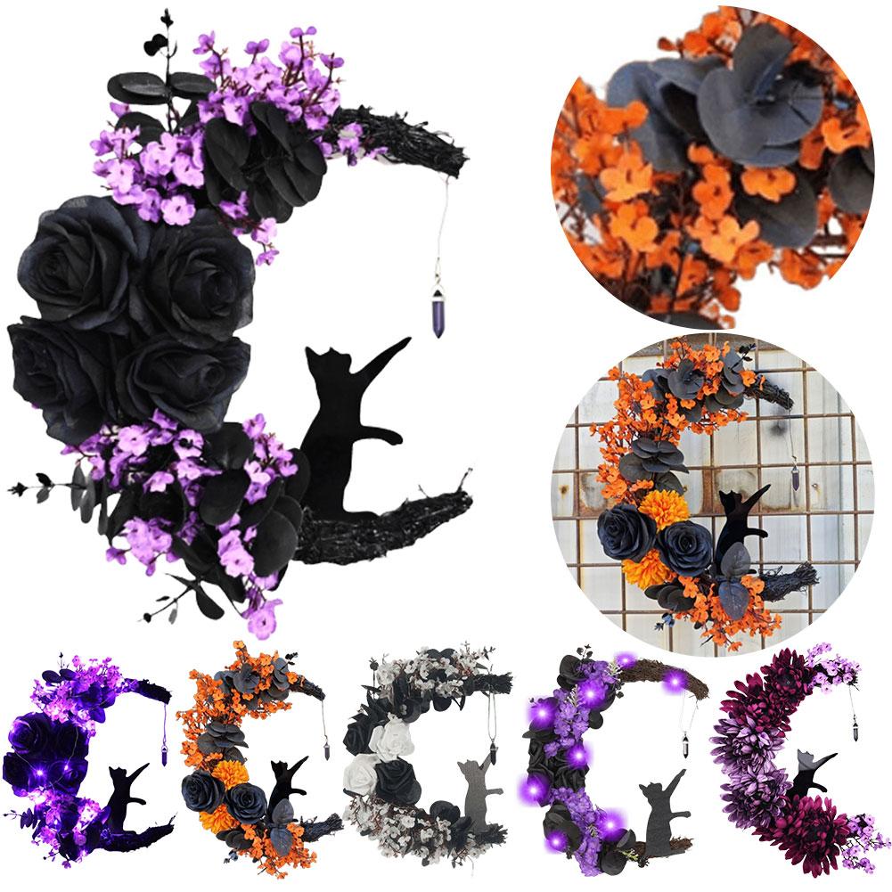 Gothic Wreath Decoration Halloween Wreaths Halloween Moon Wreath with Black Cat for Home Party Window Wall Indoor Outdoor
Gothic Wreath Decoration Halloween Wreaths Halloween Moon Wreath with Black Cat for Home Party Window Wall Indoor Outdoor