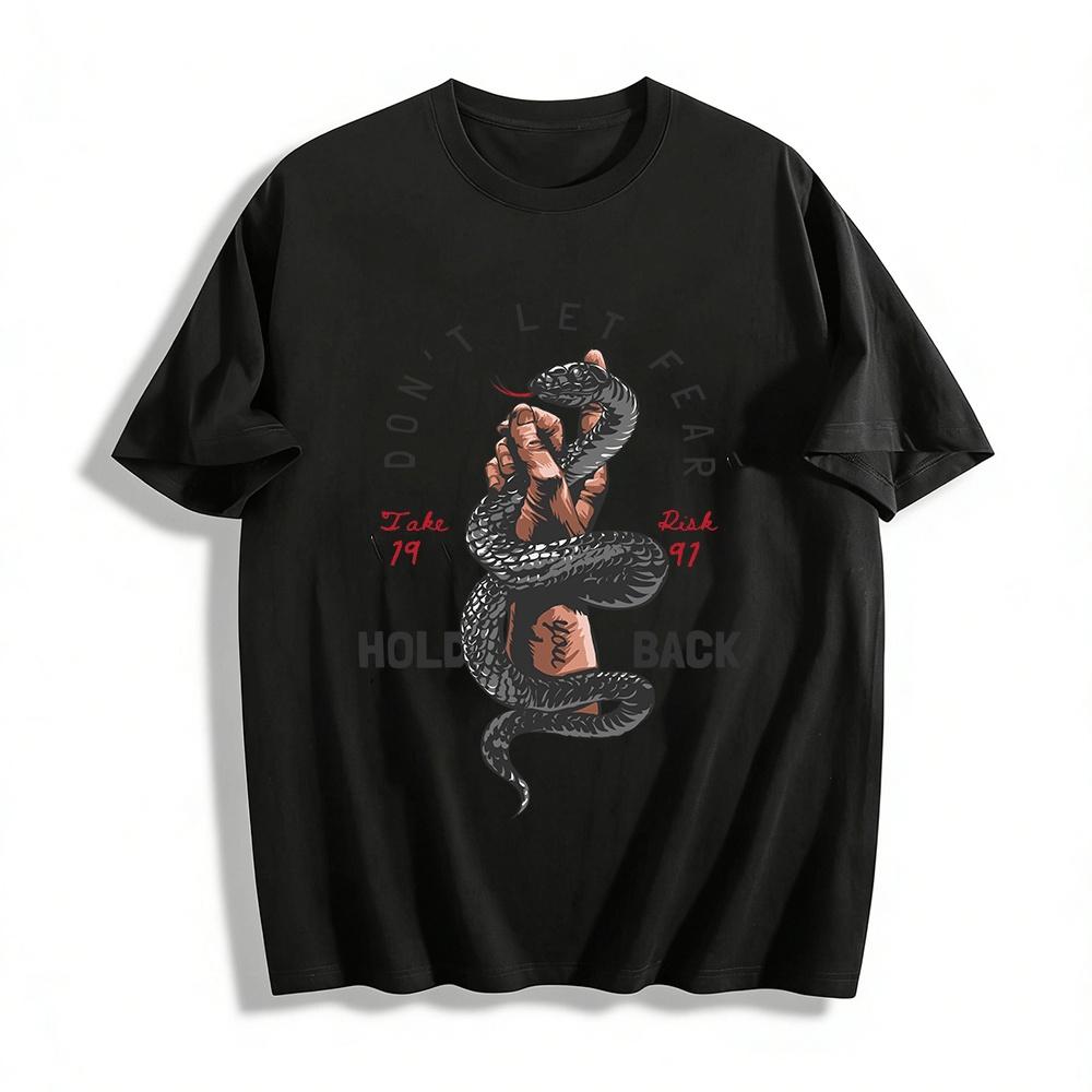 Don t Let Fear Hold Back 1991 Risk-Taking Snake Graphic Tee Pure cotton T-shirt XXS
Don t Let Fear Hold Back 1991 Risk-Taking Snake Graphic Tee Pure cotton T-shirt XXS