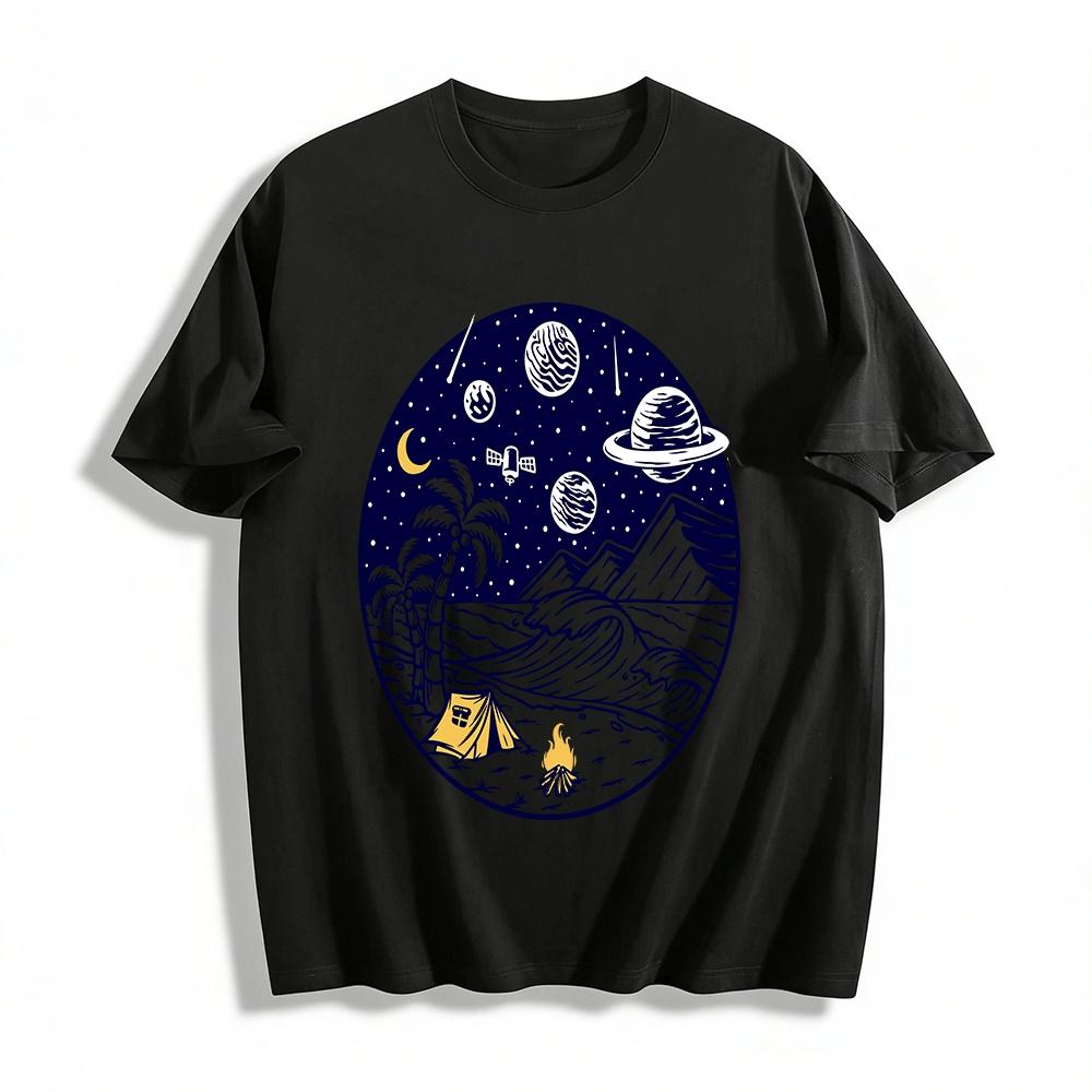 Interstellar Island Camping Print Tee Starry Beach Vacation Top Pure cotton T-shirt XXS
Interstellar Island Camping Print Tee Starry Beach Vacation Top Pure cotton T-shirt XXS