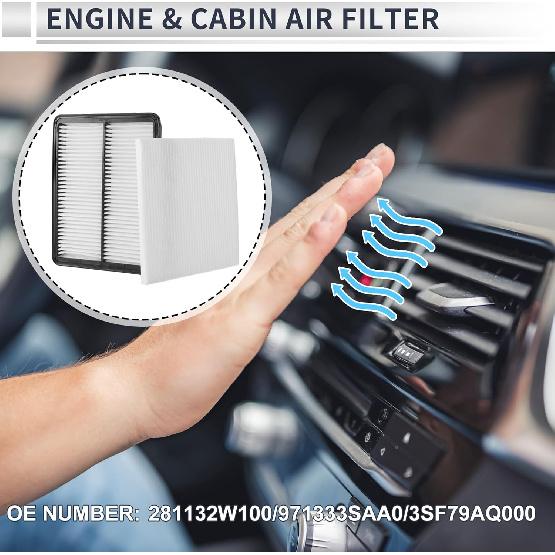 Engine Cabin Air Filter Combo Set Filter Kit Air Filter Cleaner Element No.281132W100 for Hyundai Santa Fe 3.3L 2013-2018 for Engine AC 1 Set
Engine Cabin Air Filter Combo Set Filter Kit Air Filter Cleaner Element No.281132W100 for Hyundai Santa Fe 3.3L 2013-2018 for Engine AC 1 Set