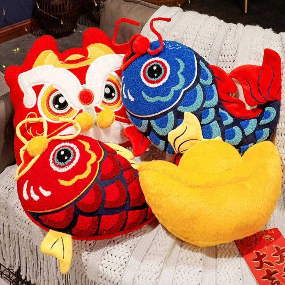 New Year New Year Dancing Lion Pillow Chinese Koi Fish Embroidery Pillow Home Gold Ingot 40X20cm
New Year New Year Dancing Lion Pillow Chinese Koi Fish Embroidery Pillow Home Gold Ingot 40X20cm