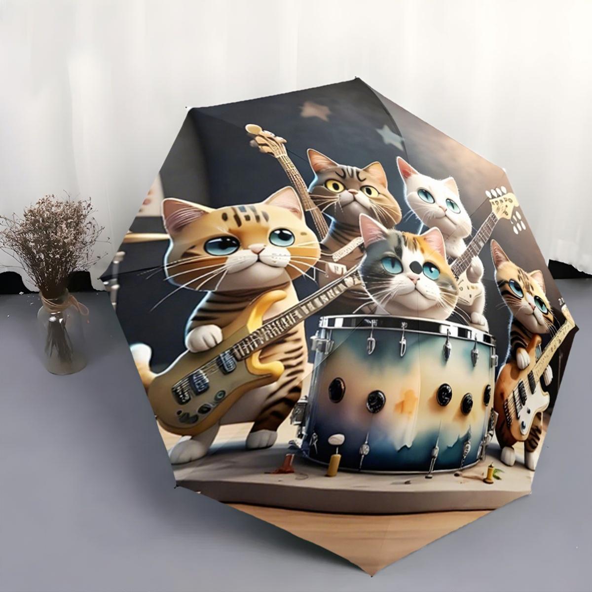 Automatic Open/Close Umbrella with Cats Playing Musical Instruments - One-Touch Button, Compact Travel Umbrella with Portable Iron&8K
Automatic Open/Close Umbrella with Cats Playing Musical Instruments - One-Touch Button, Compact Travel Umbrella with Portable Iron&8K