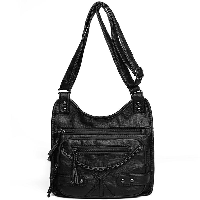 Retro Bag Commuter Shoulder Bag Soft Leather Women s Bag чорний
Retro Bag Commuter Shoulder Bag Soft Leather Women s Bag чорний