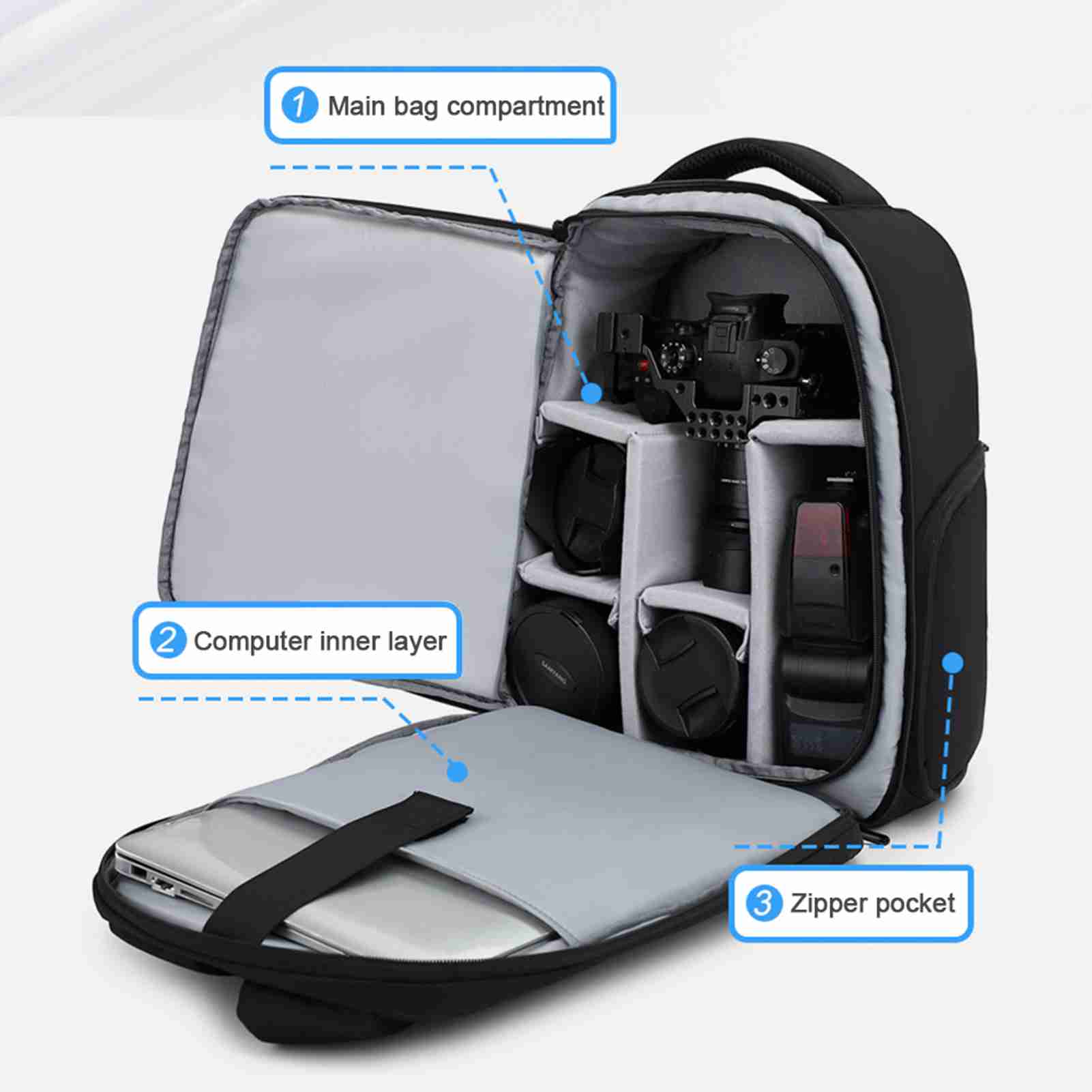 Camera Backpack 1680D Leather 20L Large Capacity Breathable Shockproof Camera Backpack for Photographer
Camera Backpack 1680D Leather 20L Large Capacity Breathable Shockproof Camera Backpack for Photographer