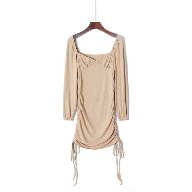 Fashion Style Girls Pleating Square Collar Long Sleeve Rayon Dress Chest-Flattering Stretch Slim-Fit Sheath Sexy Short Dress Khaki S
Fashion Style Girls Pleating Square Collar Long Sleeve Rayon Dress Chest-Flattering Stretch Slim-Fit Sheath Sexy Short Dress Khaki S