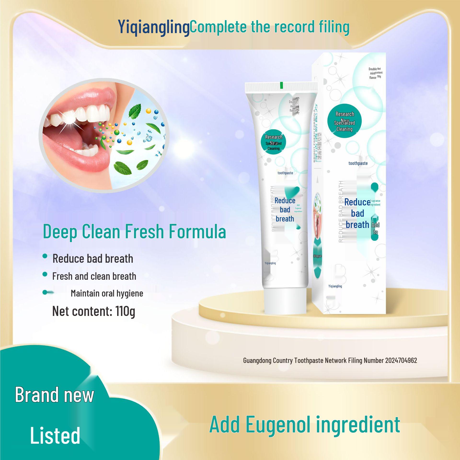 Yiqiang Ling Yellowing & Odor Reducing Toothpaste for Fresh Breath
Yiqiang Ling Yellowing & Odor Reducing Toothpaste for Fresh Breath