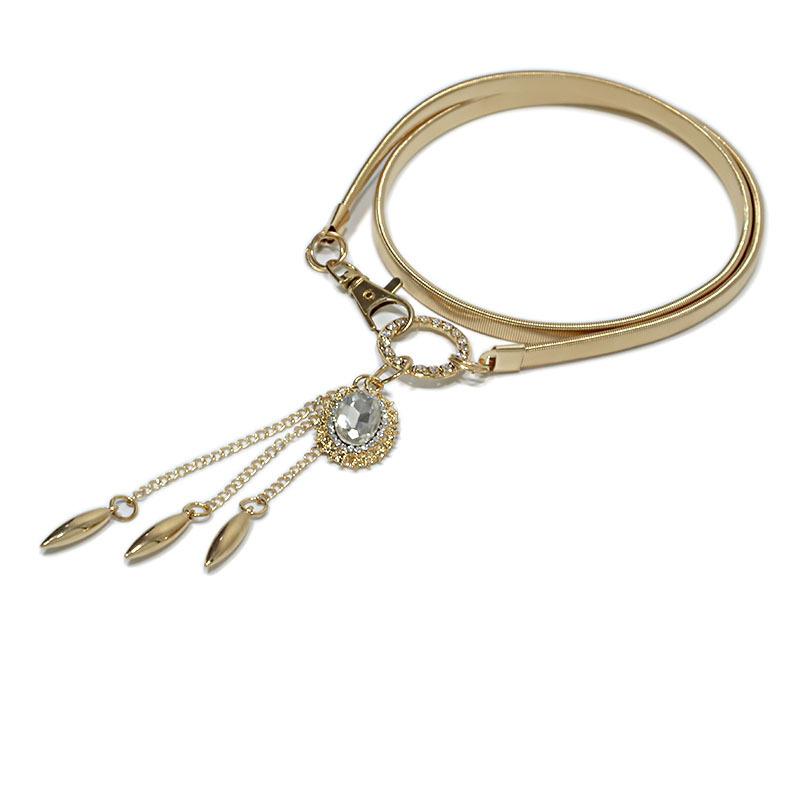 Rhinestone-embellished pendant waist chain - women s decorative dress belt - gold spring accent belt 70cm
Rhinestone-embellished pendant waist chain - women s decorative dress belt - gold spring accent belt 70cm