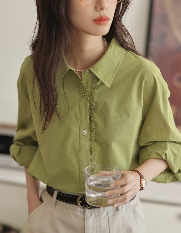 2025 Spring French Style Cotton Shirt: High-Density, Soft White Long Sleeve with Wood Ear Trim Large
2025 Spring French Style Cotton Shirt: High-Density, Soft White Long Sleeve with Wood Ear Trim Large