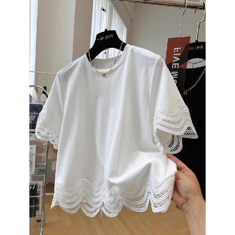French Plus Size Fashion Design Lace Stitching Short Sleeve T-shirt Women s Summer Casual Loose Slim Joker. Women Clothes 4XL
French Plus Size Fashion Design Lace Stitching Short Sleeve T-shirt Women s Summer Casual Loose Slim Joker. Women Clothes 4XL