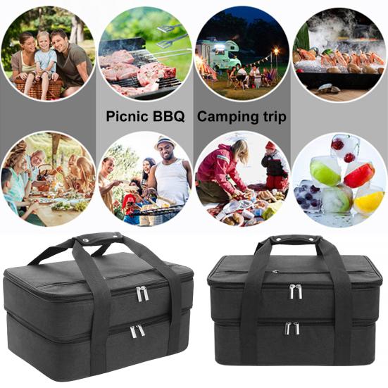 Сумка для обеда с застежкой-молнией, расширяемая изолированная сумка Bento, термосумка для обеда для офиса, школы, пикника чёрный