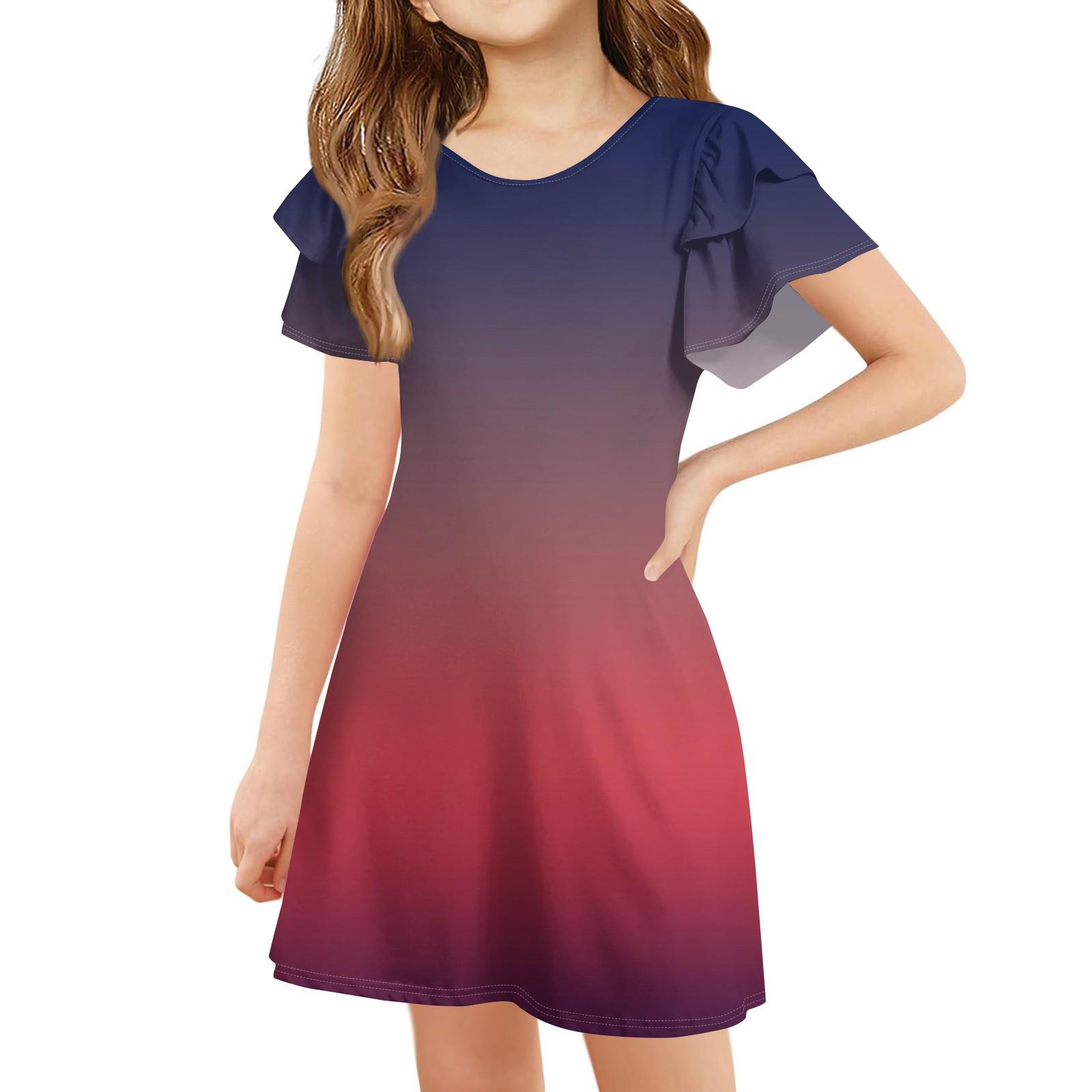 Детское платье с оборками на рукавах, летнее, для девочек, с круглым вырезом, А-силуэта, с градиентом, повседневное, милое платье 110
Детское платье с оборками на рукавах, летнее, для девочек, с круглым вырезом, А-силуэта, с градиентом, повседневное, милое платье 110